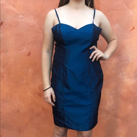 Vintage 1980s Prom Dress + matching maxi coat. Blue Taffeta Prom dress Evening P - Picture 3 of 6